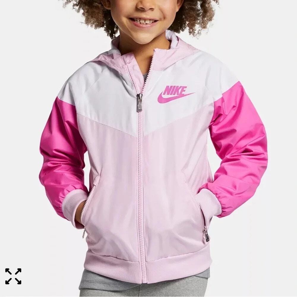 Nike Girls Colorblock Windbreaker Jacket - Pink (Size 6)